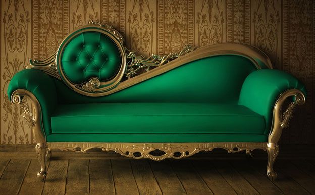 Green velvet chaise