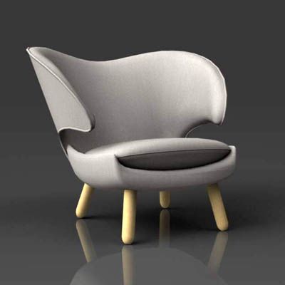 Fine Grey Velvet Finn Juhl Pelikan chair
