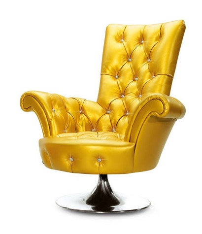 Yellow Gold Faux Leather Upholstery Chair