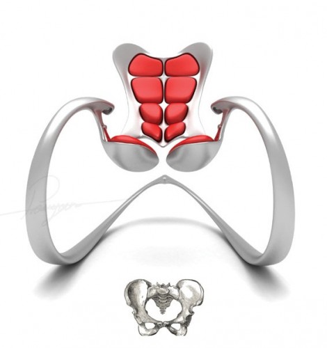 REd faux leather on modernist chair