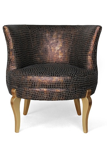 Crocodile faux leather skin chair