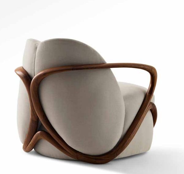 Contemporary beige cotton velvet chair