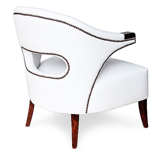 White faux leather art deco chair
