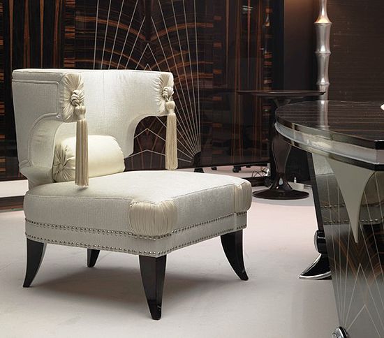 Silk Upholstery on High Back Neoclassical Chair